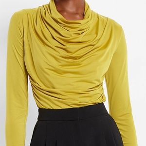 Express Draped Cowl Neck Long Sleeve Top